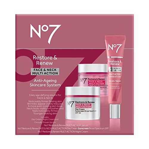 No7 Restore & Renew Anti-Aging Skincare Kit - Day Cream SPF 30, Serum & Night Cream