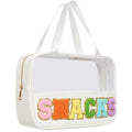 Clear Chenille Letter Zipper Pouch - Versatile Travel Makeup Bag