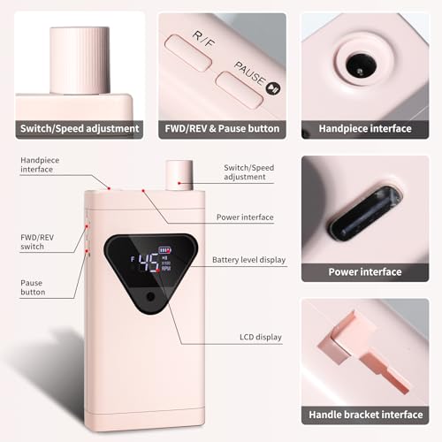 LimeGirl Cordless Nail Drill Kit 45000RPM Electric Nail File for Manicure & Pedicure