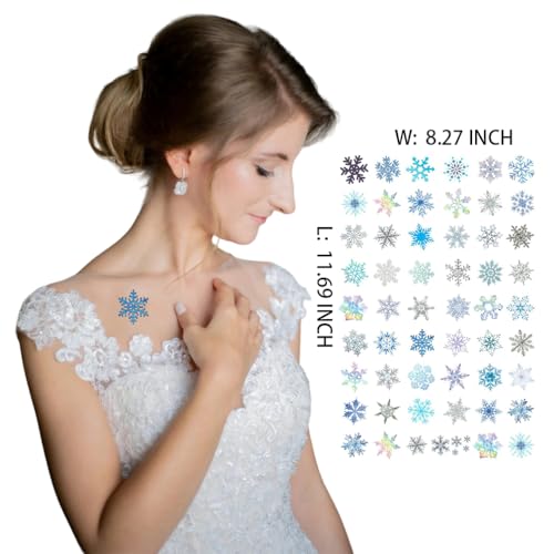 Glitter Snowflake Temporary Tattoos - 79 PC Set, 4 Sheets