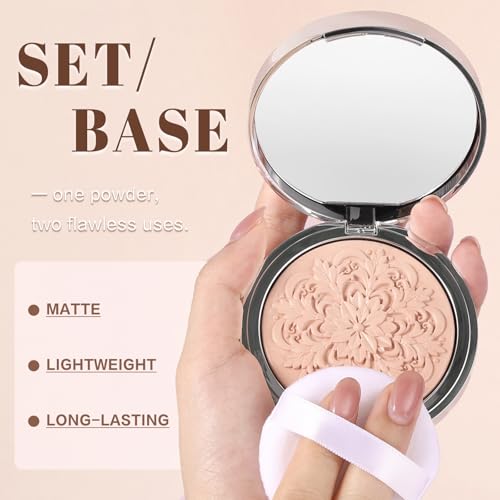 UCANBE 2-in-1 Superfreezed Pressed Setting Powder ? Set & Prime Powder Foundation Compact, Oil Control | Hydrating | Long-Lasting | Alcohol-Free | Paraben-Free | Smooth Matte Finish (Light)