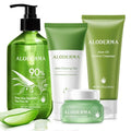 Aloderma Essential Aloe Clearing Set - 4 Pieces - Cleanser, Soothing Cream, Aloe Vera Gel with Tea Tree Oil and Aloe Clearing Gel