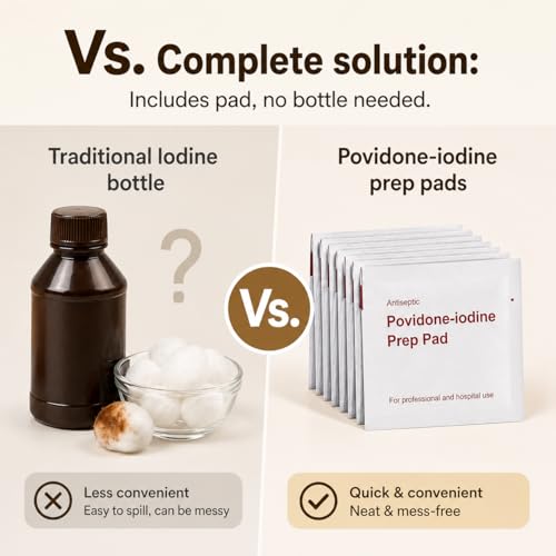 200 Pack Povidone Iodine Prep Pads - 10% Solution Individually Wrapped