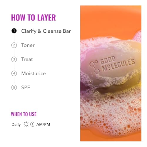 Good Molecules Clarify and Cleanse Bar Pack 2 ? 89 g / 3.15 oz Each | Soap Free Face & Body Cleansing Bar with Salicylic Acid (BHA)
