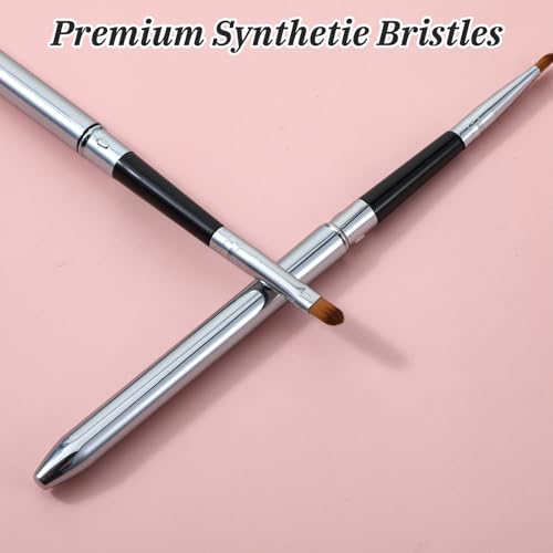 Retractable Lip Brush Set of 6 - Silver Lipstick Applicator
