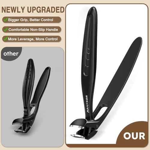 Toenail Clippers for Thick Toenails 6Pcs, Long Handle Nail Clippers for Seniors Angled Head with Catcher, 45¡Æ Slanted Toe Nail Clippers Curved Blade, Ergonomic Wide Jaw Opening Heavy Duty