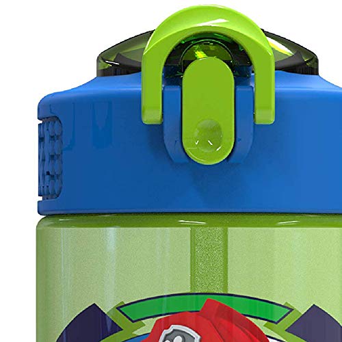 Zak Designs Paw Patrol Kids Spout Cover and Built-in Carrying Loop Made of Plastic, Leak-Proof Water Bottle Design (Rocky, Rubble & Chase, 16 oz, BPA-Free)