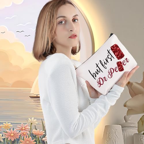 Funny Drinks Lover Makeup Bag But First Drink Zipper Pouch Gift for Friends & Family (But D r)