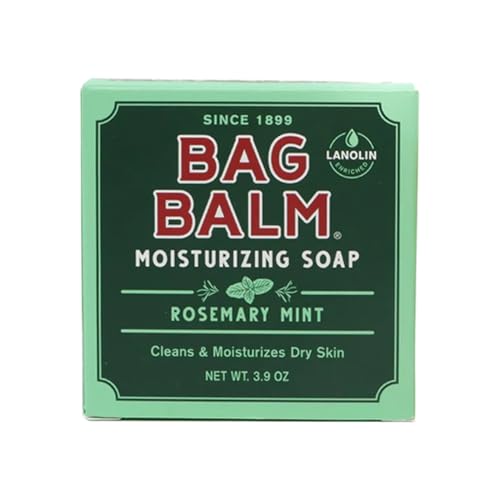 Bag Balm Moisturizing Bar Soap ? Gentle Soap for Dry Skin with Lanolin ? Hand & Body Cleansing Balm ? Rosemary & Mint Scented Sensitive Skin Bar Soap ? Natural Body Wash Bar ? Made in The USA 3.9 oz