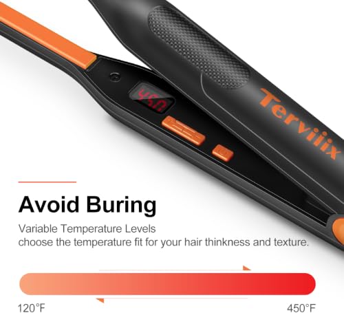 Terviiix Small Flat Iron for Short Hair, 3/10 Inch, Adjustable Temperature