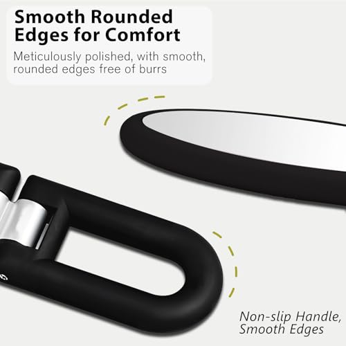 Black Double-Sided Magnifying Handheld Mirror 1X & 15X Travel Folding Design