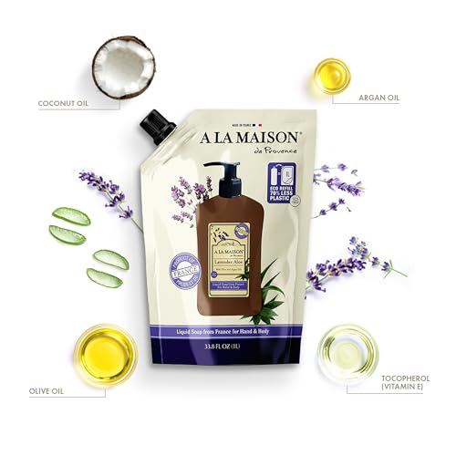 A LA MAISON Lavender Aloe Hand Soap Refill Pouch 33.8 Fl Oz – Natural, Plant-Based