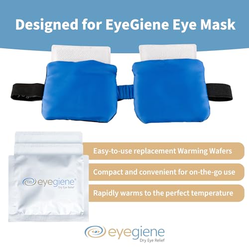EyeGiene Insta-Warming Wafers Refill for Eye Mask - Portable Self Heating Masks for Dry Eyes -Multi-Use Heat Treatment for Dryness, Fatigue, Styes, Blepharitis - Steam Eye Mask for Dry Eyes (30 Pairs)