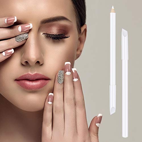 White Nail Pencil 3-Pack - 2-in-1 French Manicure Tool with Cuticle Pusher