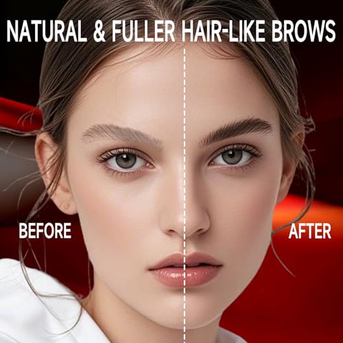Eyebrow Pencil for Women - Microblading Eyebrow Pen with Dual-Ended Design featuring 2-Fork Tip & Fine Single Brush-Tip, Waterproof, Creates Natural Hair-Like Strokes, Long-Lasting Light Brown