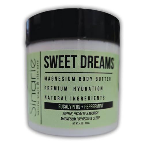 Sweet Dreams Magnesium Emulsified Body Butter, 4 oz., 1 Count | Mango Butter | Premium Magnesium Oil | Natural Ingredients | Magnesium Lotion | Eucalyptus + Peppermint