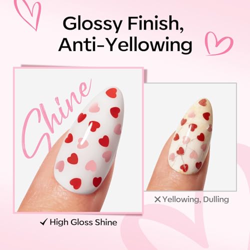 Modelones E-Clear Heart-1 Glitter Gel Top Coat 15ML No Wipe Long Lasting