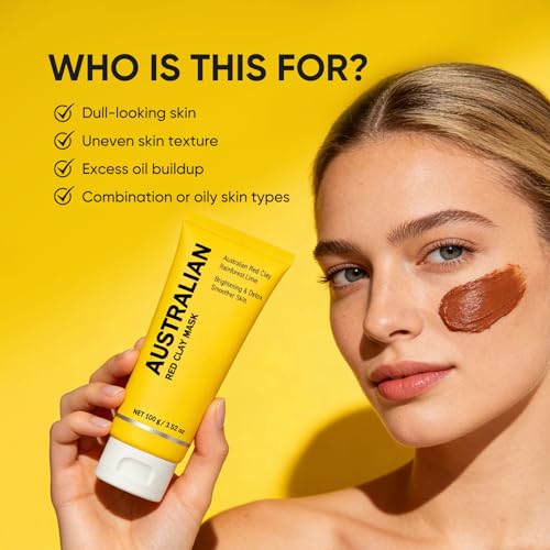 Australian Red Clay Face Mask, Mineral-Rich Detox Mud Mask with Kakadu Plum, Desert & Rainforest Lime Extracts, for Radiant-Looking, Smoother Skin, All Skin Types, 100 mL (1)