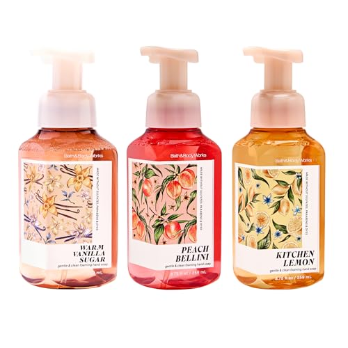 Bath & Body Works Foaming Hand Soap 3-Pack - Warm Vanilla Sugar, Peach Bellini & Kitchen Lemon