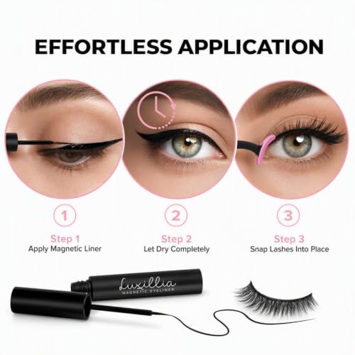 Luxillia Magnetic Eyelashes Kit - 7 Natural Eye Lash Sets with Applicator
