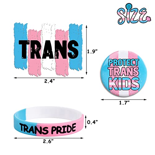 Transgender Pride Accessories Set - 24pc Bundle Bracelets Pins Tattoos