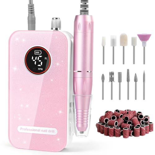 45000RPM Electric Nail Drill Kit - Rechargeable with 11 Bits