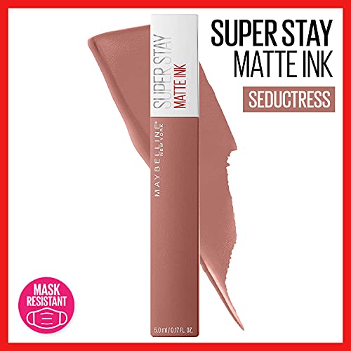 Maybelline Super Stay Matte Ink Liquid Lipstick Makeup, Long Lasting High Impact Color, Up to 16H Wear, Seductress, Light Rosey Nude, 1 Count