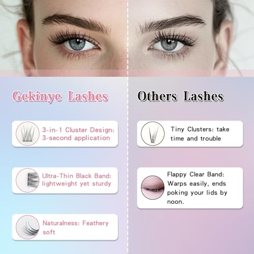 Gekinye Natural Wispy Lash Clusters - 120 Pcs DIY Extensions 10-14mm