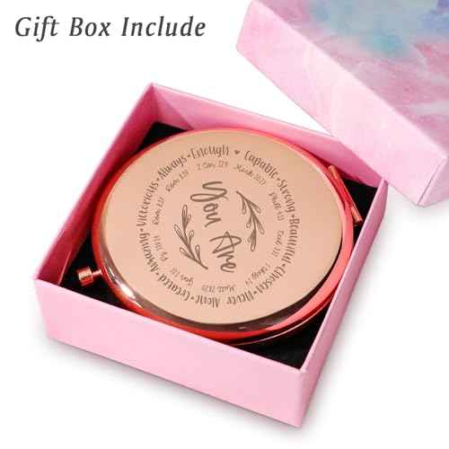 Stocking Stuffers for Women Girls, Christmas Birthday Gifts for Adult Teen Kid, Personalized Compact Mirror, Portable Makeup Mirror