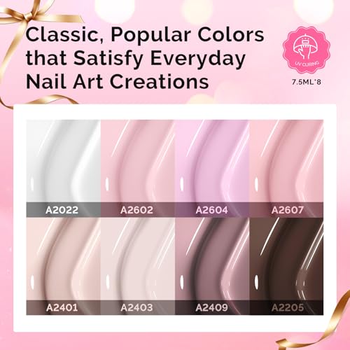 MelodySusie Gel Nail Polish Kit with UV Light P-ART06F- Popular Color Gel with Builder and Baser &Glossy Top Coat Soak Off Includes Nail Art Tools Nail Art Gift for Women & Girls