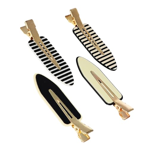 L. Erickson Tango Pinch Clip, 4 Pack Black & Cream, Cute Styling Hair Clips