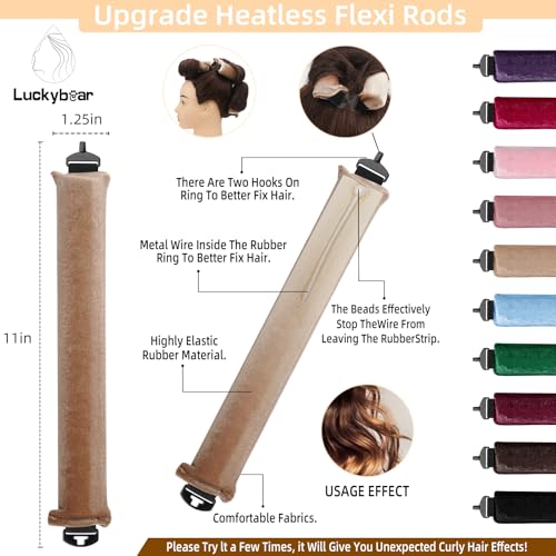 Jumbo Satin Heatless Hair Curler Rods for Overnight Curls - 3 Pack
