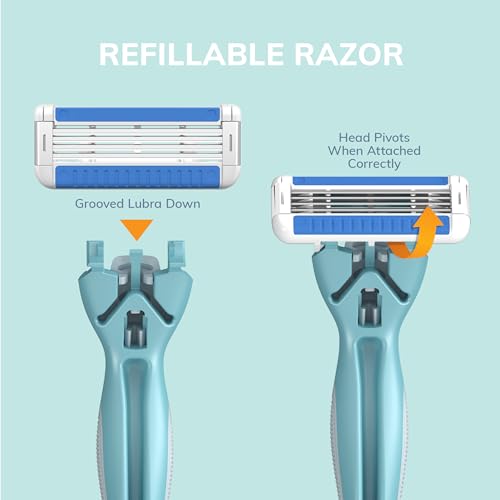 BIC EasyRinse Anti-Clogging, Refillable Women's Razors With 4 Blades, 1 Razor Handle and 3 Refill Razor Cartridges Razor Kit