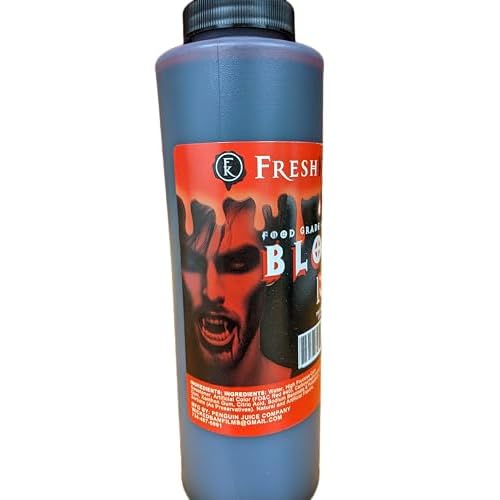 Fresh Kill Food Grade Fake Blood: Blood Red- 16 oz, Drippable, Realistic, Food Safe Edible Blood, Light Cherry Flavor