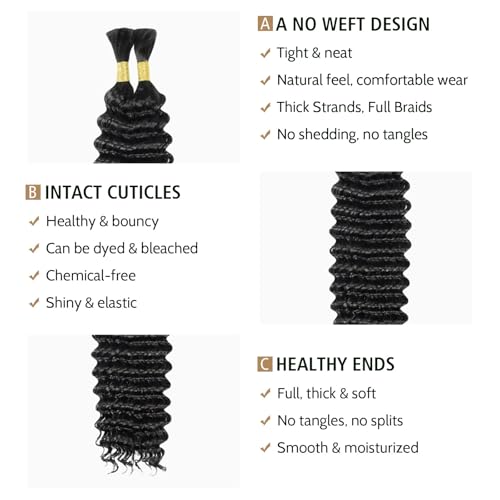 16A Deep Wave Braiding Hair 100g 16 Inch | 100% Brazilian Virgin Hair