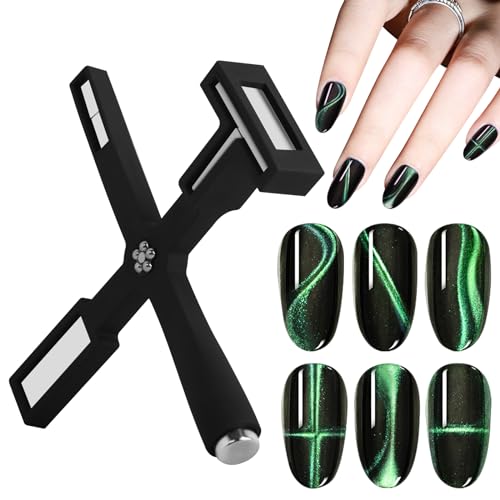 vnjaoi 5 in 1 Nail Magnet Tool, Upgraded Nail Magnet Pens with Silicone Protective Case, Multi-Function Magnet Stick 3D Magnetic Cat Eye Gel Polish Nail Art, for Salon, Studio or Home