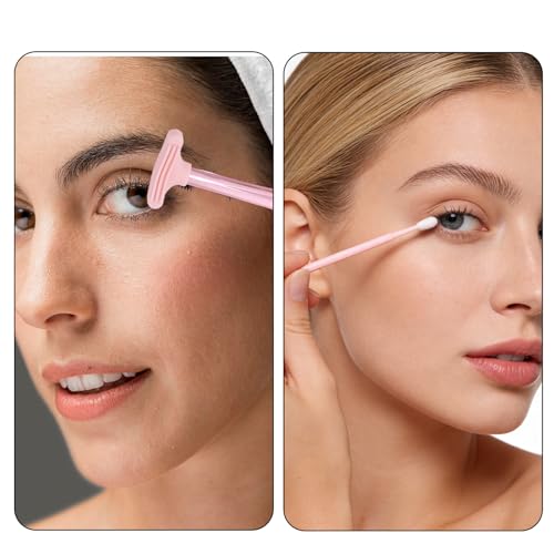 Eyelid Cleaning Brushes - 4pc Silicone Set with Cotton Swabs