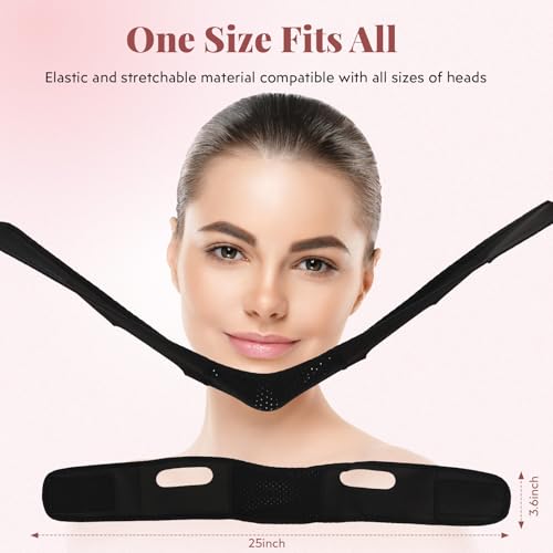 Black Reusable V-Line Mask for Jawline Lifting - Adjustable Chin Strap