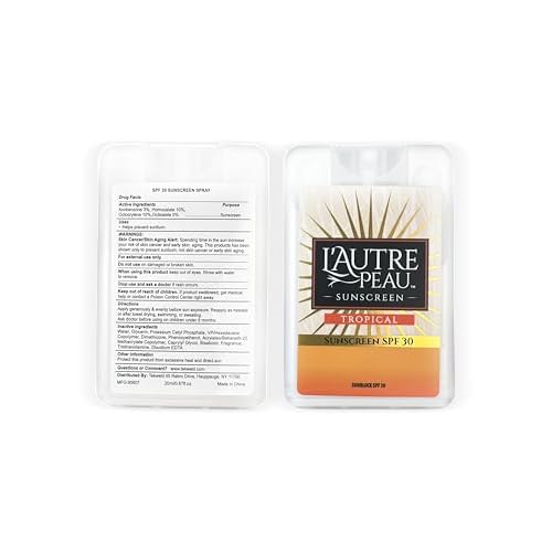 SPF 30 Sunscreen Multi-Pack by L'AUTRE PEAU | Travel Size Sunscreen for Men, Women, and Kids | Non-Greasy Water Resistant | Tropical Scent | TSA Approved | (3 Pack Sunscreen Credit Card Spray)