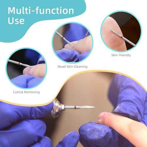 2mm Long Flame Cuticle Clean Nail Drill Bits, 5Pcs/Set Russian Diamond Nail Bit Professional Safety Under Nail Cleaner Burr for Cuticle Dead Skin, Electric Nails Drill Accessories, Fine