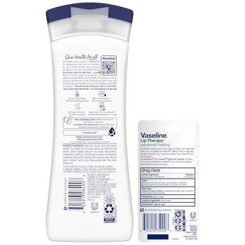 Vaseline Intensive Care Lotion, Unscented, Advanced Repair ? Non-Greasy Moisturizer for Extremely Dry Skin + Advanced Lip Therapy Tube