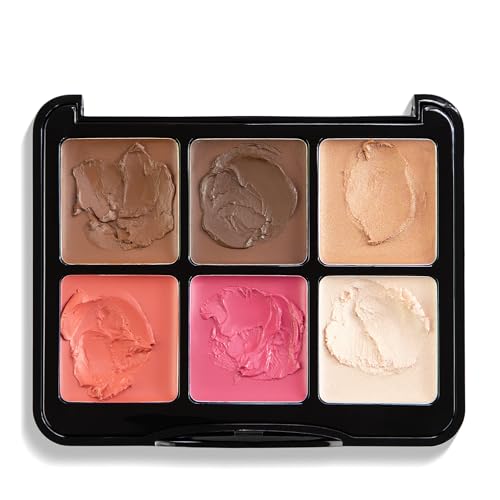 W7 Let¡¯s Face It Cream Face Palette ? Light Soft Glow - 6-Pan Bronzer, Blush & Highlight Palette - Creamy, Blendable Face Makeup