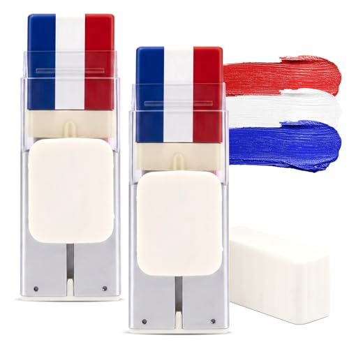 Red White Blue Face Paint Stick - 24Hr Wear, 2PC Set