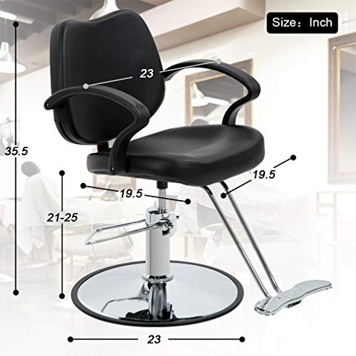 BestMassage Hydraulic Barber Chair - Black PU Leather