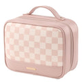 RIGHT AWAY Travel Toiletry Bag for Women, Waterproof Makeup Bag&Case, Portable Cosmetic Organizer Checkered Make up Bag for Full Sized Toiletries£¬Cosmetics and Travel-Size Accessories,Pink Checkered
