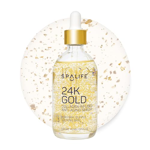 SpaLife Nourishing Anti-Aging Gold & Silver Serums (Anti-Aging 24k Gold & Collagen) 110 ml (3.7 Fl. Oz.) - Boosts Firmness, Hydration, and Radiance