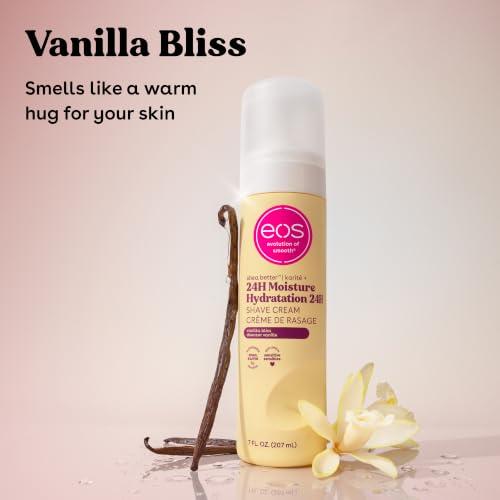 eos Shea Butter Vanilla Bliss Shave Cream 7oz Pack of 2 - 24H Moisture, Hypoallergenic
