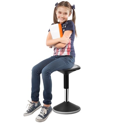 VEVOR Adjustable Wobble Chair for Kids, Height 15.7-21.7 in, Black, Flexible Seating Stool for School & Office, Age 12-18