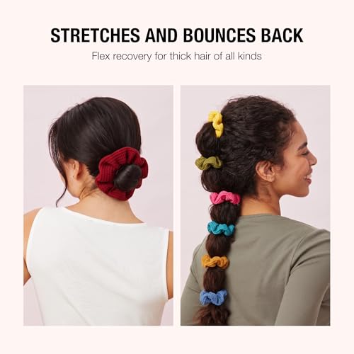 Scünci Waffle Knit Cotton Scrunchies, 36 Count No-Damage