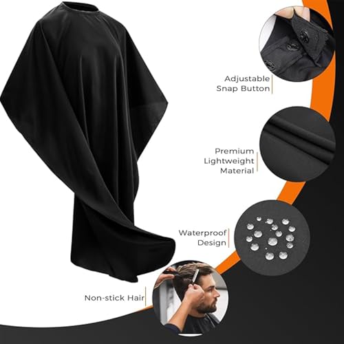 Waterproof Barber Cape - 10pk Black Salon Hair Cutting Apron